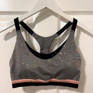 Womens Padded V-Neck Foil Sports Bra - C9 Champion® Black Heather Sparkle Foil L